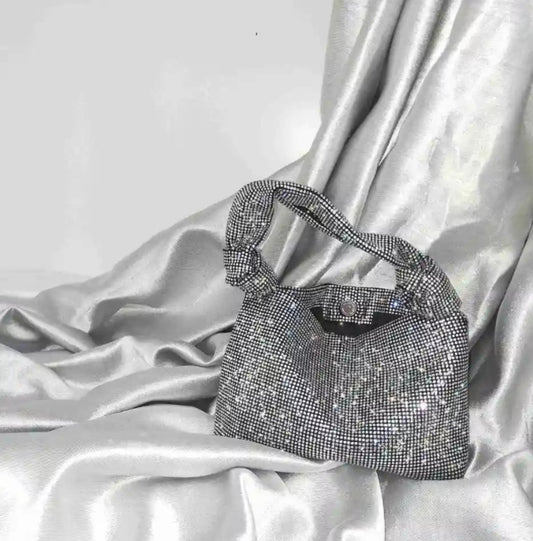 Bolso de mano, brillos plata