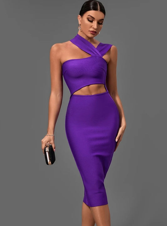 Vestido bandage midi violeta