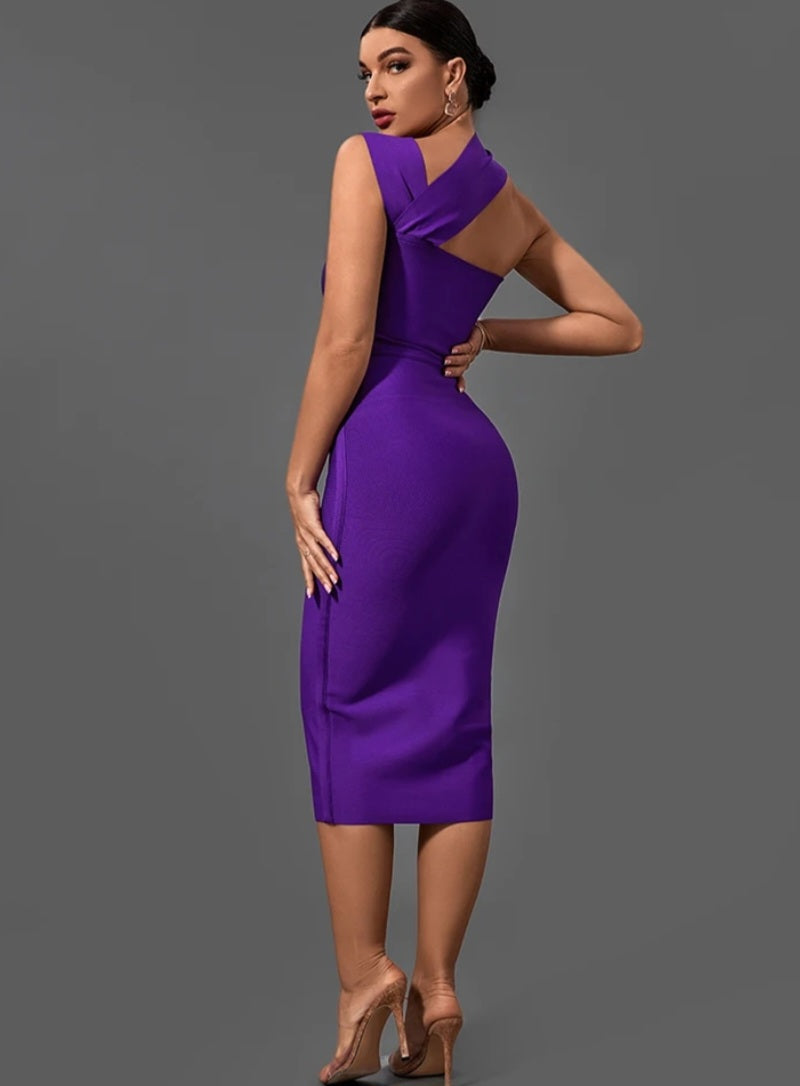 Vestido bandage midi violeta