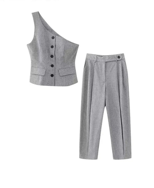 Set chaleco y pantalón gris